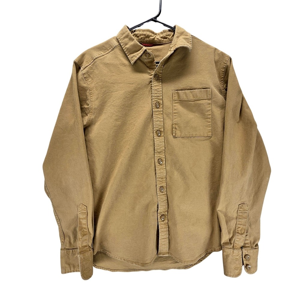 Topo Designs Shirt Mens Large Beige Desert Long Sleeve Organic Cotton Twill